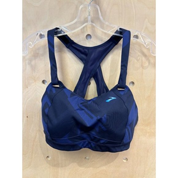Brooks Juno Navy Blue Running Rebound Racer Racerback Sports Bra Size NA - Picture 1 of 4